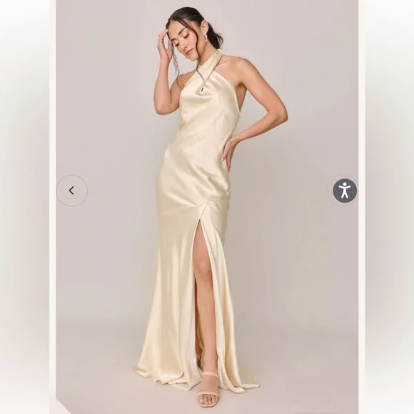 white christmas dresses Sample Gold Champagne Brooke Satin Dress main image 0